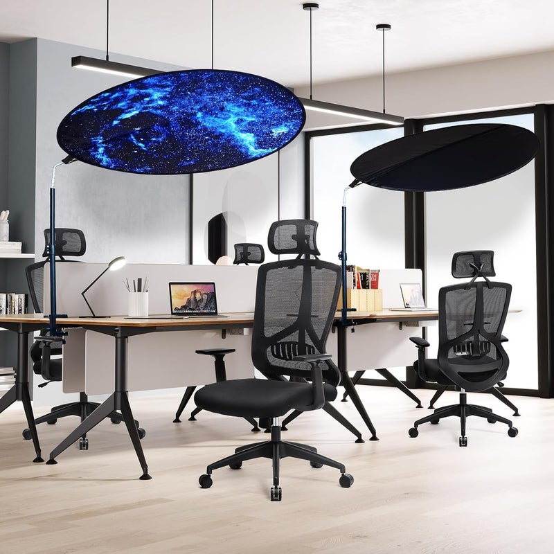 VSUNTENT Office Cubicle Desk Shade Anti-Glare Cover Light Sensitive Professionals Cubicle Light Blocker for Workspaces Desk Canopy 36" Circular Shading Light Shade with Clamp - Image 5